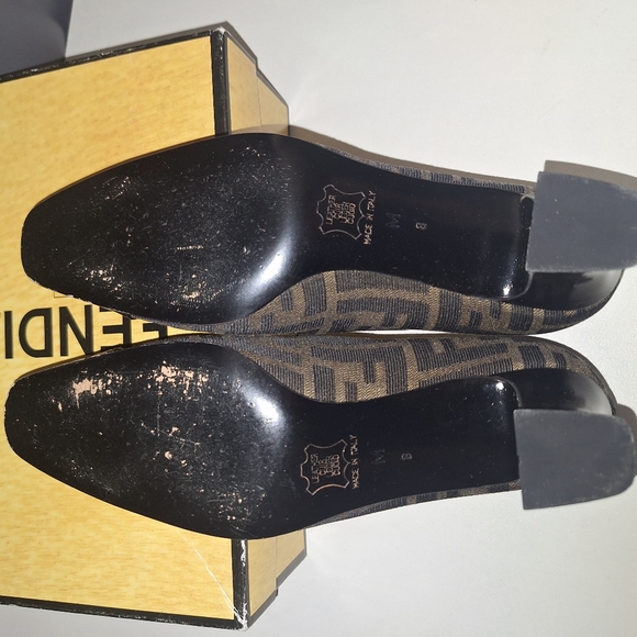 Fendi Shoes & Box Vintage Heel Print Fabric Size 8 #642543 Y2K 90's - Picture 7 of 16